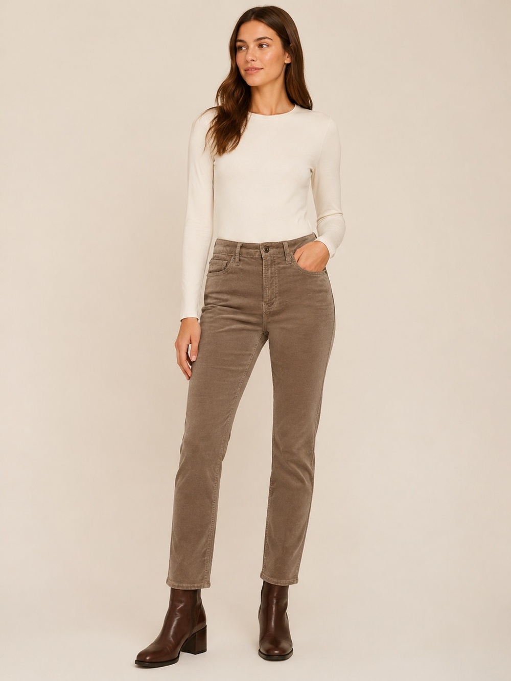 GAP High Rise Vintage Slim Velvet Pants Brown- Size 25/0 Regular